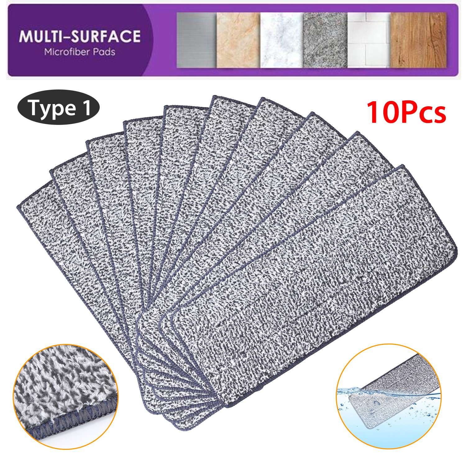 iMounTEK 10Pcs Reusable Mop Pads Replacement Washable Microfiber Wet