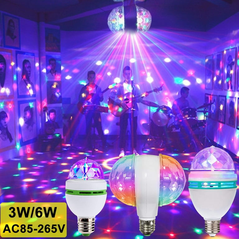 OTTFF 3W E27 Disco Ball Lamp RGB Rotating LED Sound Activated Strobe Lights  Party Bulb Stage Light for Family Parties,Birthday,Desk Lamp with Remote  Control 