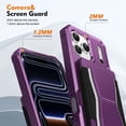 thumbnail image 2 of For iPhone 14 Phone Case,With Contractile Kickstand,Card Slots,Anti-Scratch PU Leather + TPU Hybrid Shockproof Heavy Duty Anti-fall Drop Protection,Tough Rugged Phone Case,Purple, 2 of 6