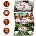 thumbnail image 6 of Watercolor Flower Round Tablecloth 45-54 Inch Round Fitted Table Cloth with Elastic Edge, Red Blue Poppy Flowers Daisy Summer Waterproof Table Cover Protector for Outdoor Picnic Party Dining, 6 of 6