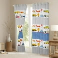 thumbnail image 3 of Castle Fairy Kids Teens Boys Kawaii Truck Plane Train Curtains Pack of 2 (42x84 Each),Cartoon Car Curtains Blackout,Geometric Stripes Bedroom Curtains,Lightweight Room Decor, 3 of 6