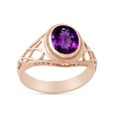 thumbnail image 2 of AFFY Celtic Lady's Simulated Amethyst Ring In 14K Rose Gold Plated 925 Sterling Silver Jewelry for Ladies, Ring Size 7.5, 2 of 4