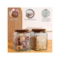 thumbnail image 3 of Three-Piece Vintage Nordic Style Glass Storage Jar Set with Floral Patterns, Square Clamshell Design for Kitchen Pantry Organization, 3 of 11