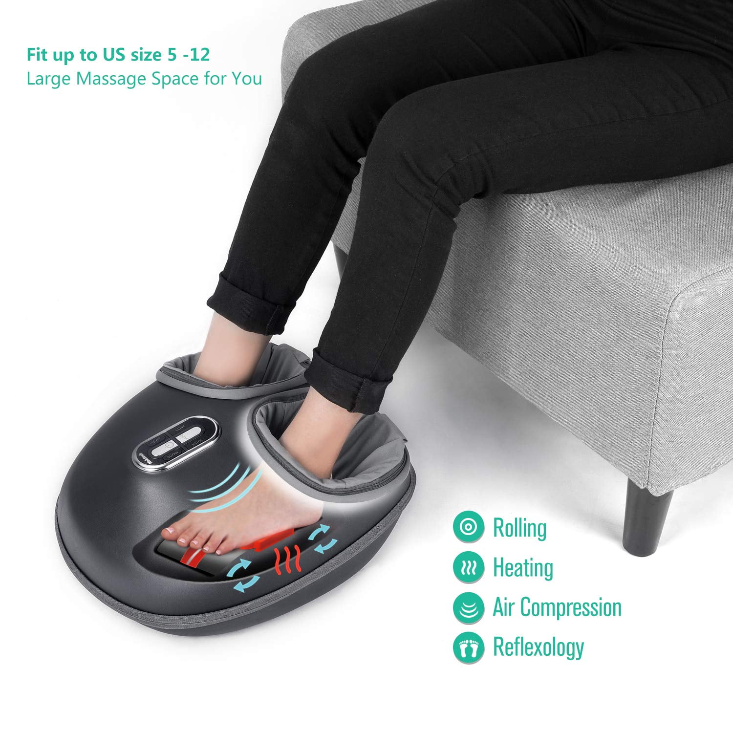 Nekteck Shiatsu Foot Massager, Increases Blood Flow Circulation, Calf  Massage with Heat Therapy, Deep Kneading, Vibration, Compression