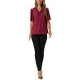 thumbnail image 2 of BLUSAS DE CHIFFON ELEGANTES PARA MUJER INSPIRADAS, TOPS CASUALES DE CUELLO EN V, CAMISAS TUNIC DE MANGA CORTA DE VERANO, TAMAÑO S, ROJO, 2 of 6