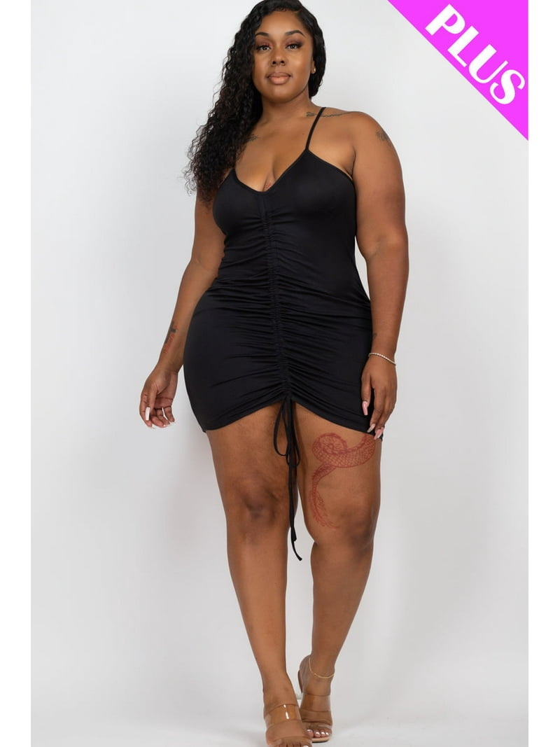 ruched front mini dress Ruched Tie Front Mini Dress