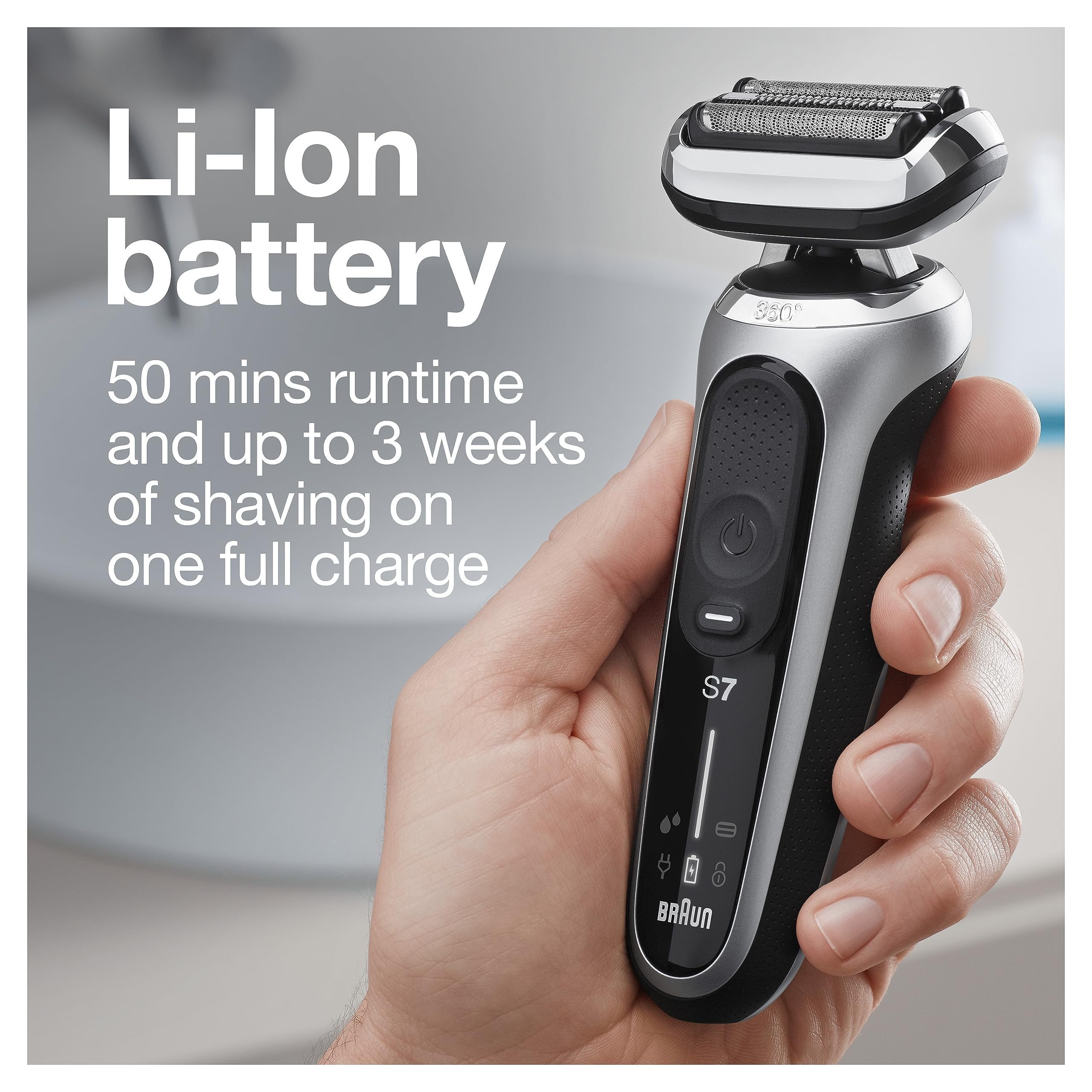 脱毛・除毛 BRAUN 71-S7500CC SILVER BRAUN 71-S7500CC-V Electric Shaver Series 7 (3 Blades