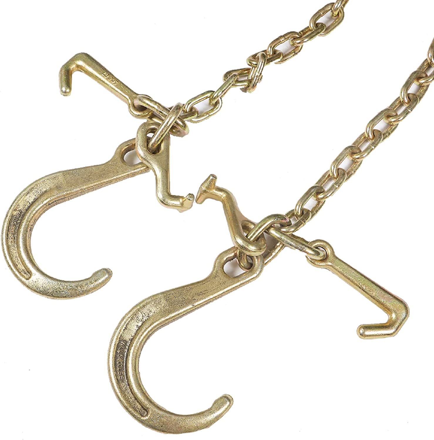 EPOTOOR V-Chain Bridle w/ 8" Medium J Hooks, T- Hook & J-Hook w/Grab Hooks 5/16''x3' G70