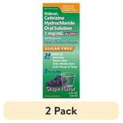 (2 pack) Children's Allergy Medicine, Sugar Free Grape Flavor, Cetirizine Kids Antihistamine Oral Solution Syrup for Indoor & Outdoor Allergy Relief, 24-Hour Symptom Relief, 4 fl oz