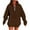 Brown, variant on CQONEPT Women's Hoodies Drawstring 1/4 Zip Dressy Casual Sweatshirts with Pockets Outdoor Trendy Fleece Lined Pullover Brown S