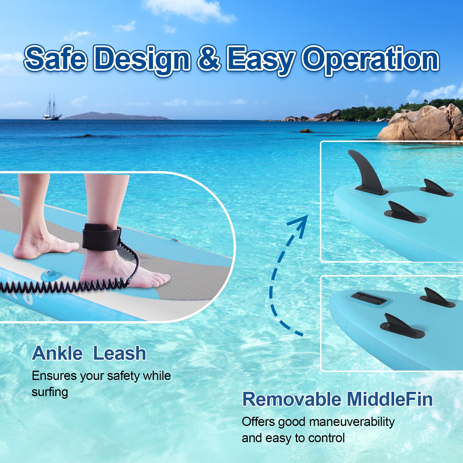 Inflatable Stand up Paddle Board for Youth and Adults, 9'9'' Premium PVC Non-Slip Deck Paddleboard Yoga Fishing Touring