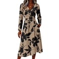 thumbnail image 2 of Women's Boho Floral Maxi Dress Summer V Neck Vintage Long Sleeve Work Casual Dress Casual Vacation Dress Trendy Lightweight Breathable Dress, 2 of 2