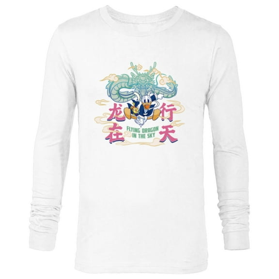 Disney Donald Duck Lunar New Year Flying Dragon in the Sky - Long Sleeve T-Shirt for Men - Customized-White