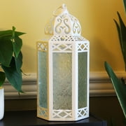 Moroccan Candle Lantern Decorative Set of 3 for Floor, Ramadan Decorations, Indoor Home Decor, Outdoor Patio or Porch, Weddings, White