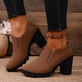 thumbnail image 2 of Pandaie Women's Platform Ankle Boots Chunky High Heel Slip on Short Booties Office Business Formal Fall Winter Dress Shoes Khaki 6, 2 of 9