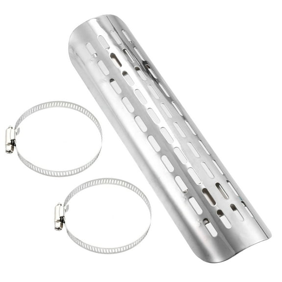 Unique Bargains 1 Set Universal Motorcycle Exhaust Heat Shield Muffler Cover with 20-70mm Clamp Silver Tone