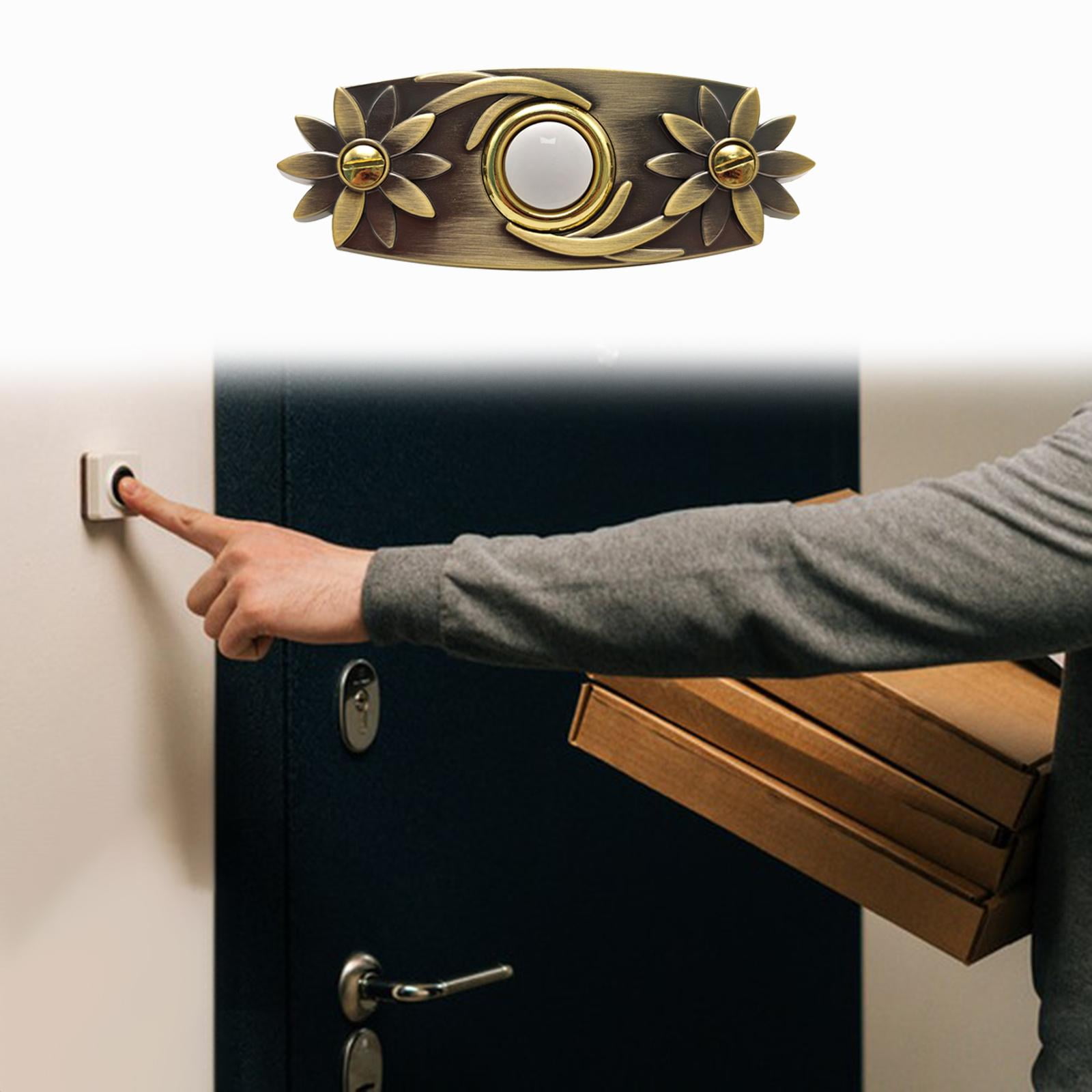 Doorbell Button Wired Replacement Retro Design Decorative Brass Door Opener Button LED Light for Residential Use