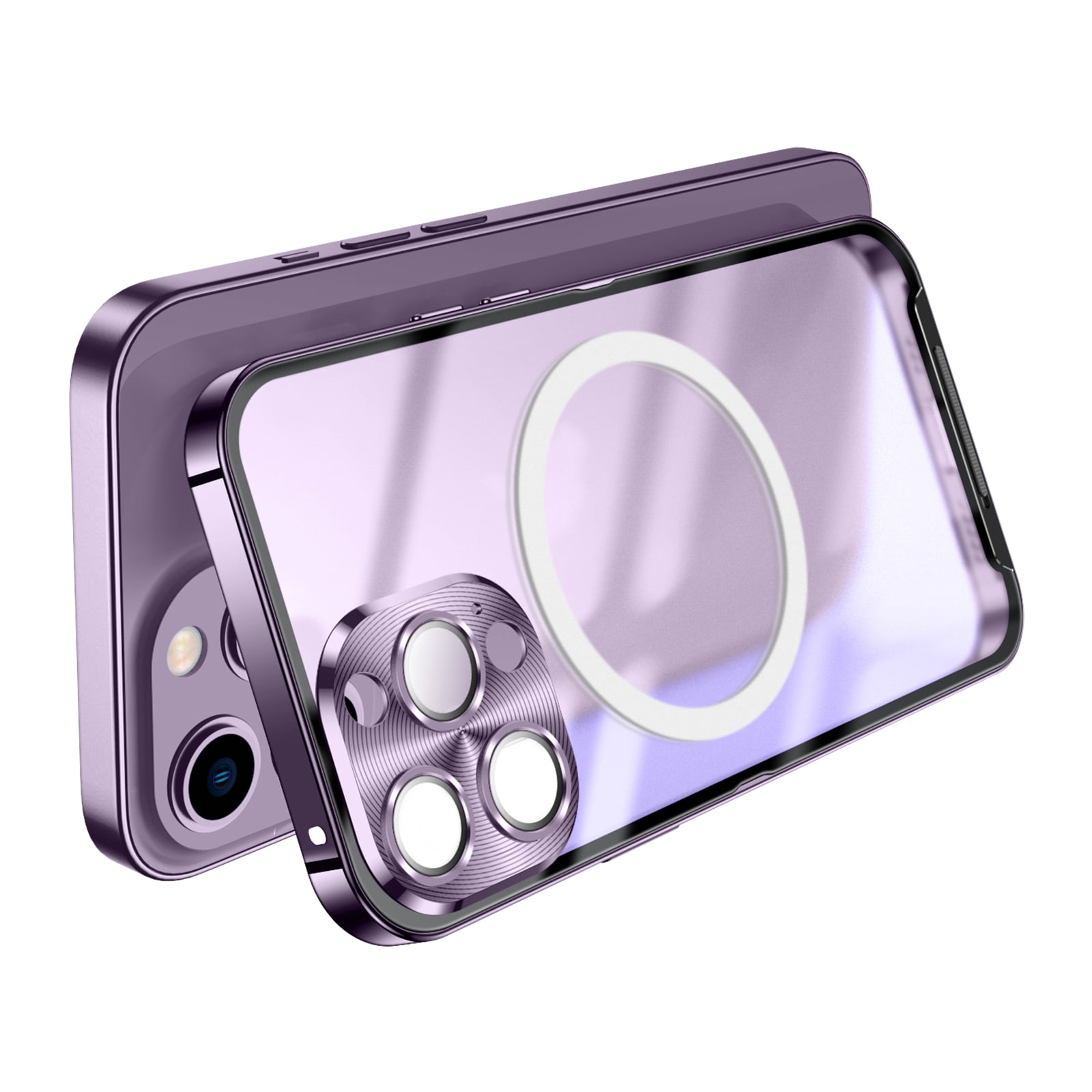 TECH CIRCLE Magnetic Case for iPhone 14 Plus 6.7 inch,Luxury Metal Clear Glossy Camera Lens Protective Magsafe Heave Duty Shockproof Hybrid Rugged Slim Fit Back Cover.For iPhone 14 Plus,Blue