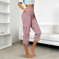 thumbnail image 4 of Capris pour Femmes, Yigetop Capris Cargo à Coupe Décontractée pour Femmes Pantalons de Randonnée Été Voyage Plein Air Décontractés Amples Confortables Pantalons Raccourcis Capris Cargo pour Femmes Rose m, 4 of 5