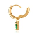 thumbnail image 5 of 18K Gold Plated Sterling Silver Green Nano CZ Tri-stone Drop Huggie Earrings, 5 of 7