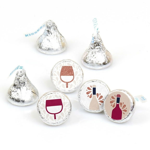 Big Dot of Happiness But First, Wine - Wine Tasting Party Round Candy Sticker Favors - Labels Fits Chocolate Candy (1 sheet of 108)