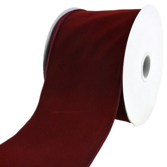 Christmas Velvet Wired Edge Ribbon, 6-Inch, 50-Yard - Burgundy