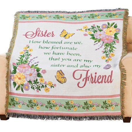 Blessed Sisters Fringe Border Tapestry Throw With Sentimental