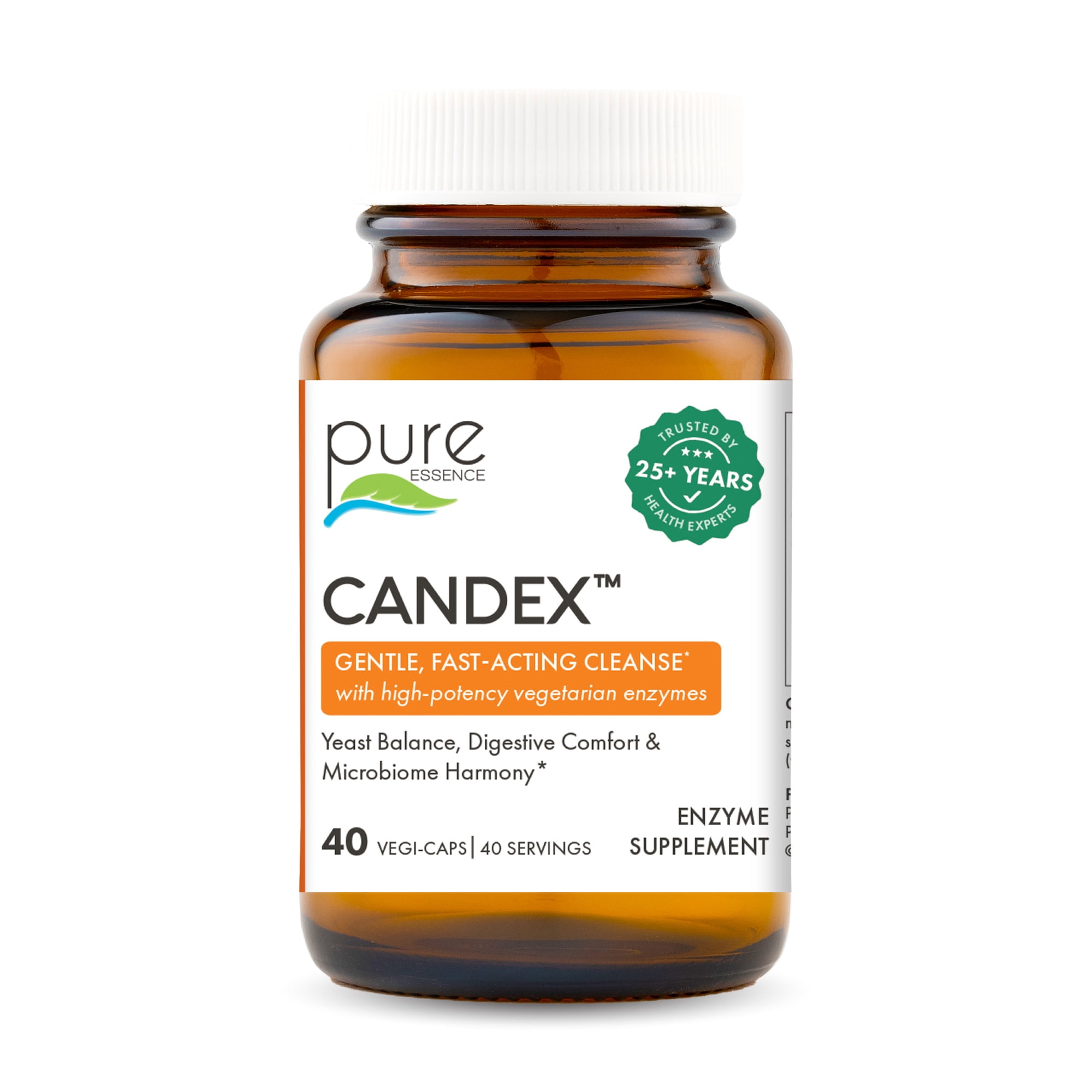 Pure Essence Labs - Candex, Digestive Enzyme Formula for Yeast Balance & Digestive Comfort - 40 Vegetarian Capsules