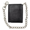 thumbnail image 6 of Genuine Leather Men's Biker Long Chain Trifold Black Wallet, 6 of 7