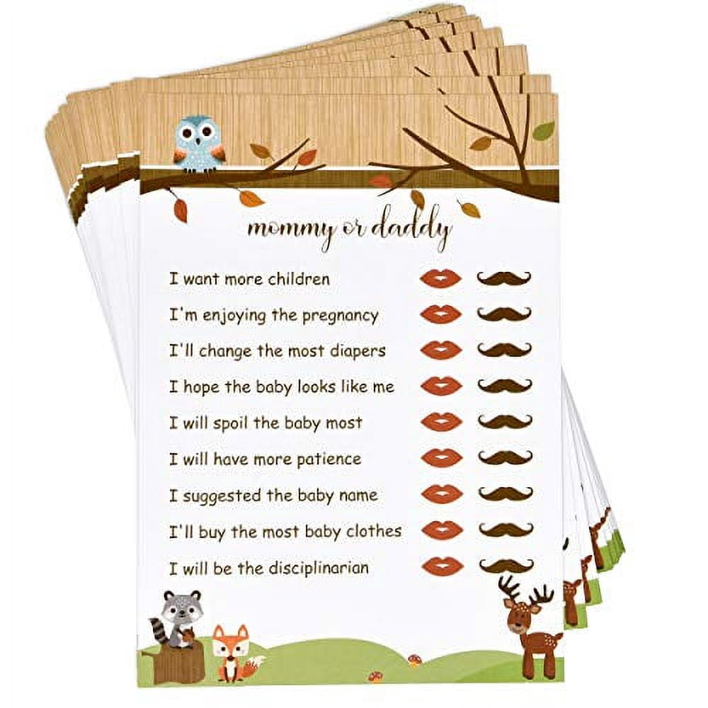 Woodland Creatures Baby Shower Games Set, Neutral for Boys & Girls, Includes 6 Fun Games, Total 300 Cards