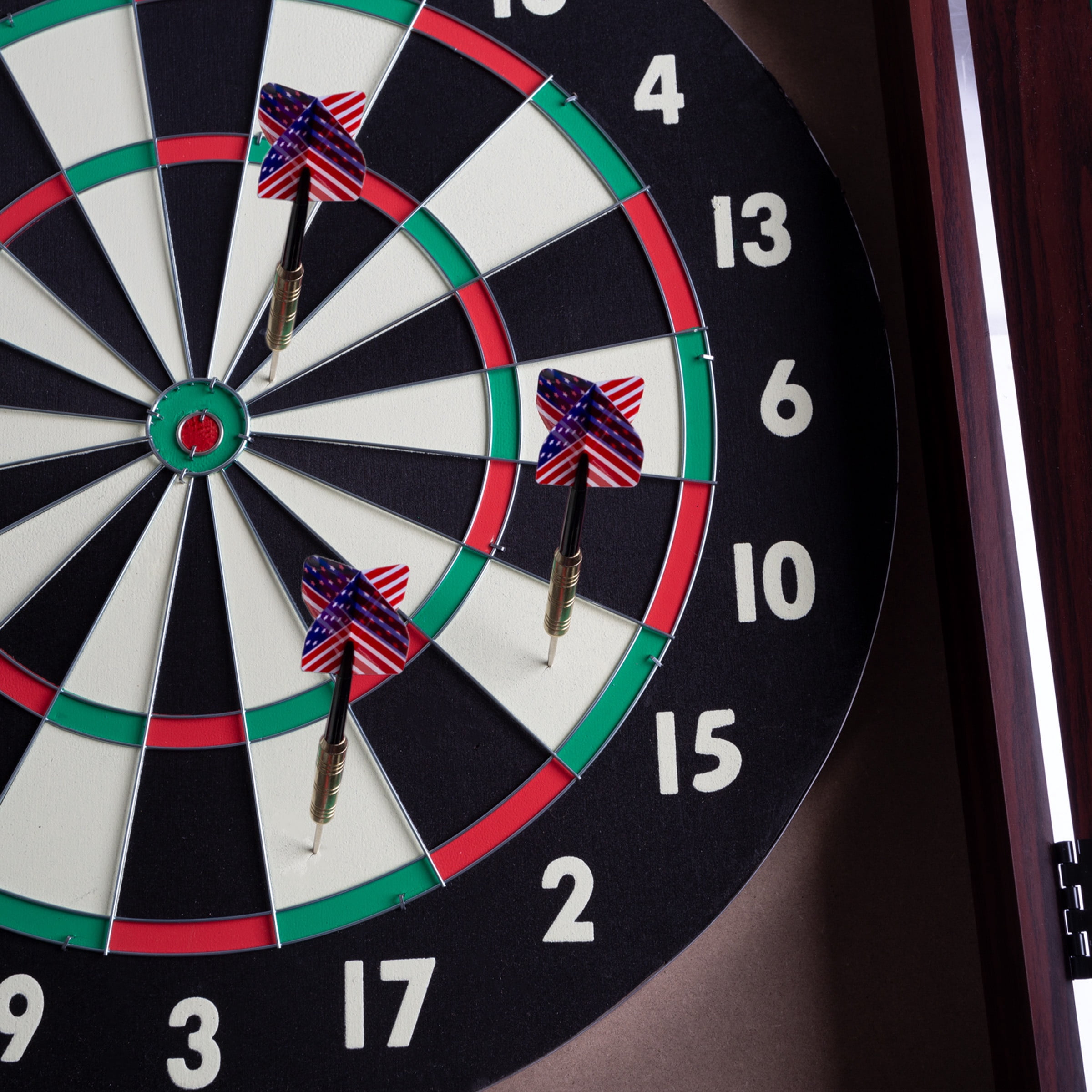 Trademark Poker Dart Board Cabinet Set with Official Size 18-inch Dartboard and 6 Darts