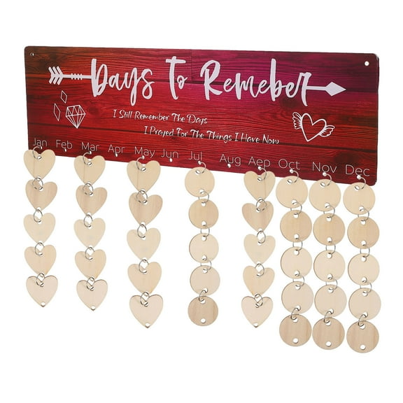LEORX Memo Calendar for Birthday Wall Decoration Wood Heart 1 Set