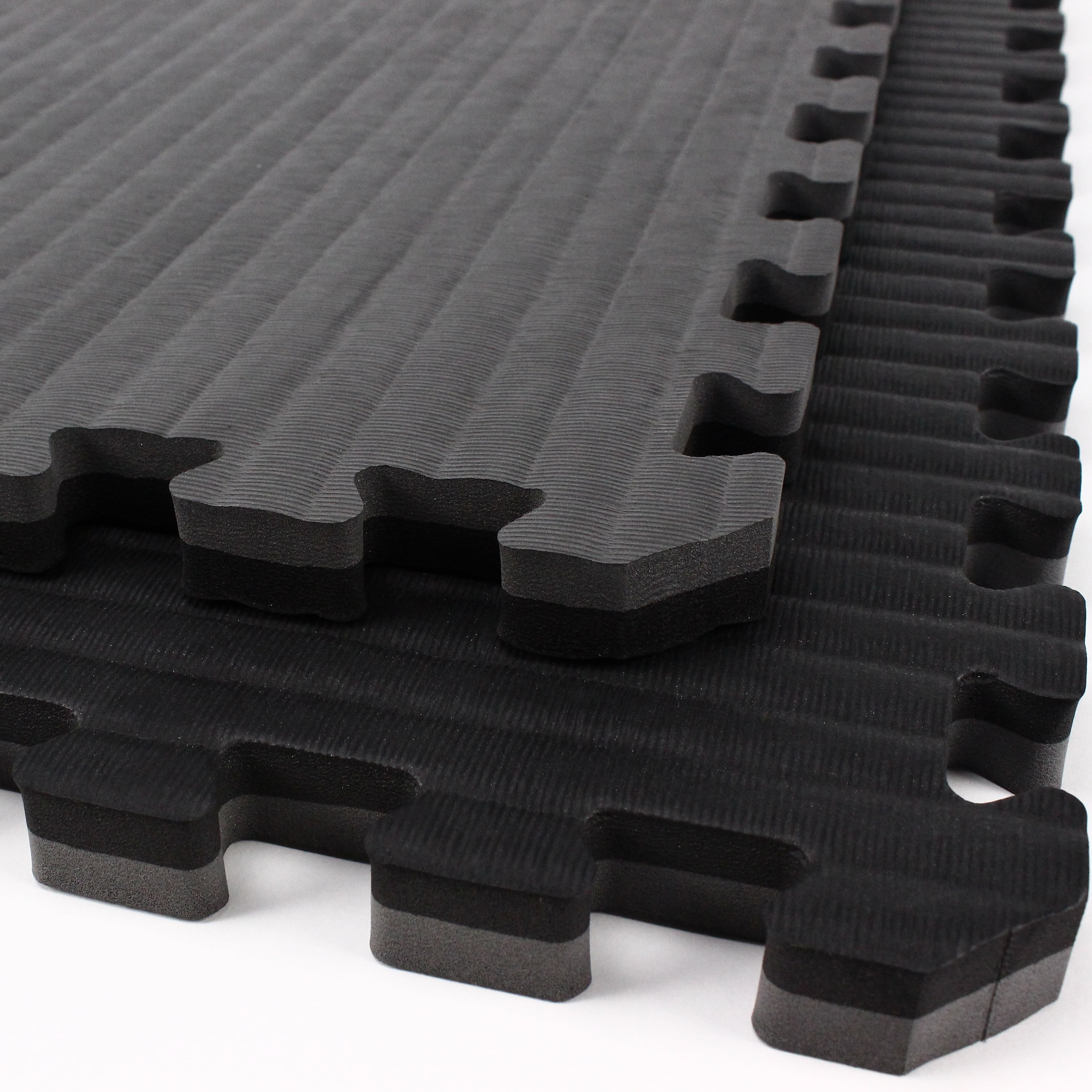 FlooringInc 7/8" Thick Tatami Excersise, Yoga, Fintness & MMA Mats, 4 Tiles, 2'x2', 16 sqft, Black/Gray