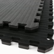 FlooringInc 7/8 Thick Tatami Excersise, Yoga, Fintness & MMA Mats, 8 Tiles, 3x3, 72 sqft, Black/Gray