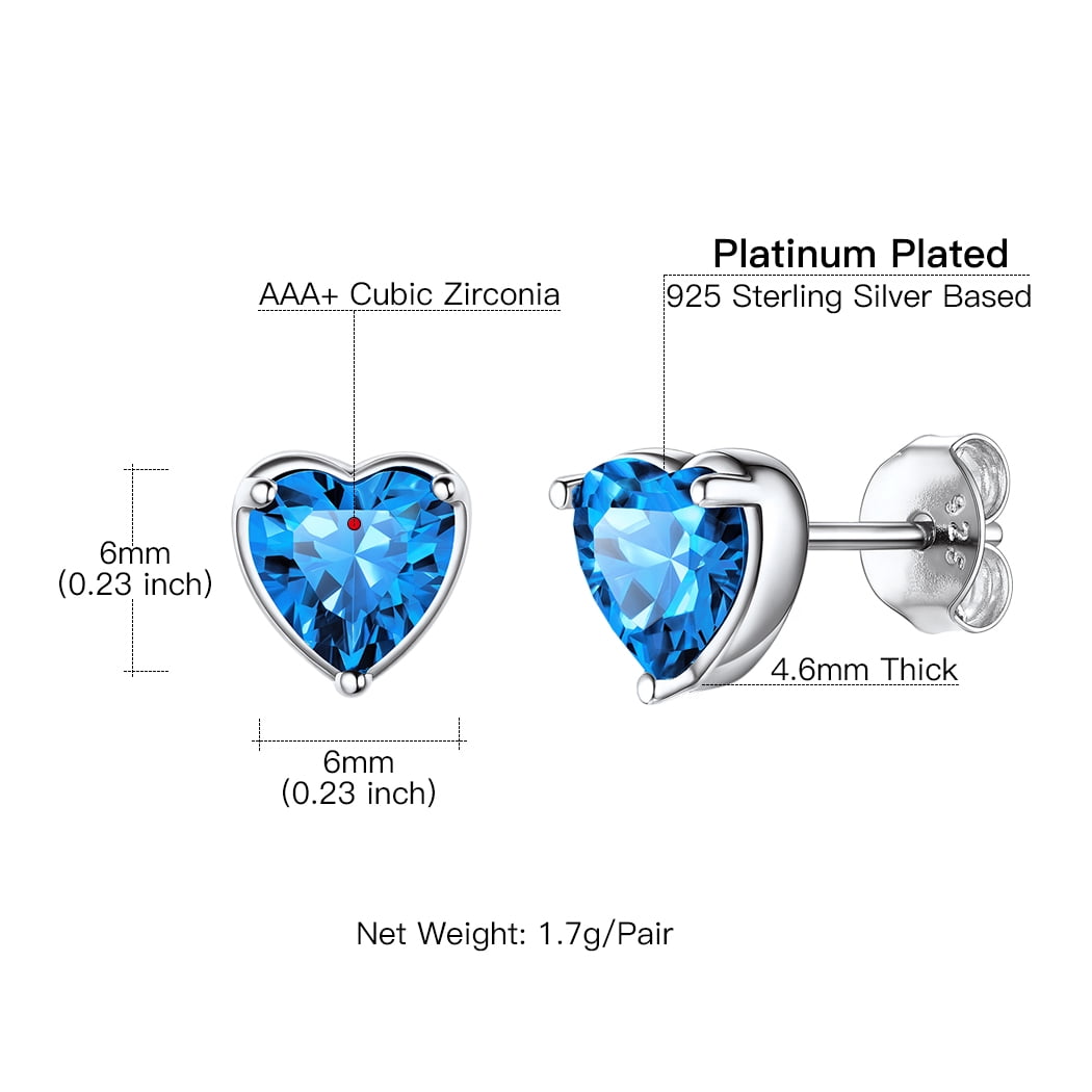 Suplight Women 925 Sterling Silver Birthstone Love Heart Jewelry Sets Birthday Gifts for Women