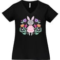 thumbnail image 3 of Inktastic Easter Scandinavian Bunny with Flowers Women's Plus Size V-Neck T-Shirt, 3 of 5