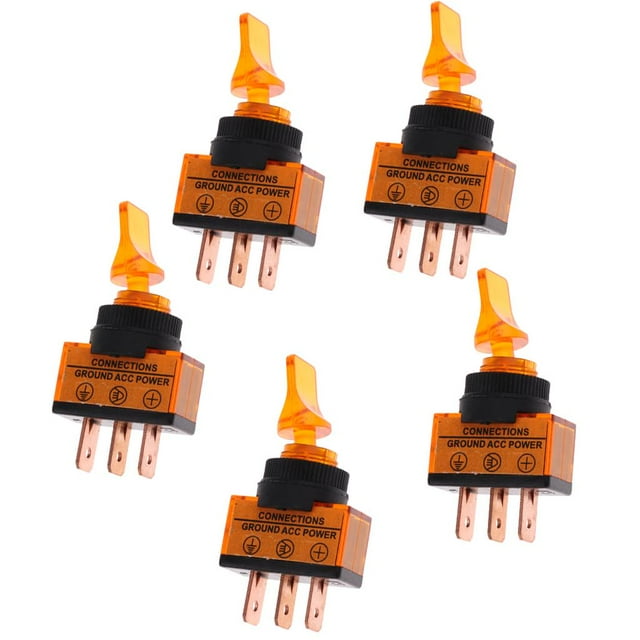 Miulika 5 Pieces LED On/Off SPST Toggle Switch with Cover Car Boat 12V 20A Orange