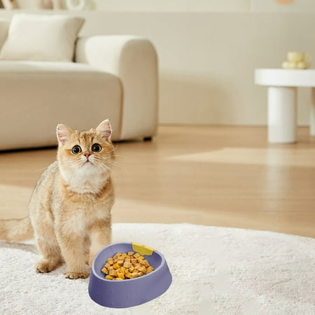 Nebwoak Strawberry Cat Bowl Non-Slip Tip-Resistant Plastic Pet Food Feeder - Purple 6 Inch Whisker-Friendly Bowl for Kittens to Adult Cats Cute Stable Cat Dining Utensil