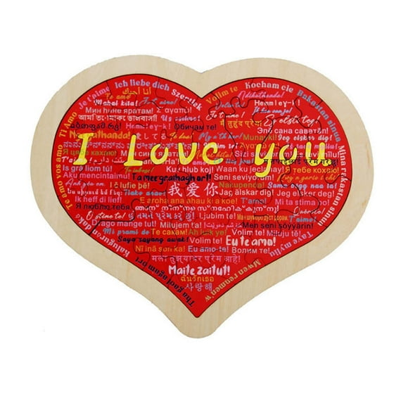 Up to 50% off! TopLLC Wooden Heart Shape Puzzle, 8.6 inch Red Heart Shaped Puzzle with I Love You In 100 Languages Wedding Supplies Couple Cooperative Toys Valentine's Day Christmas Gifts for Lover