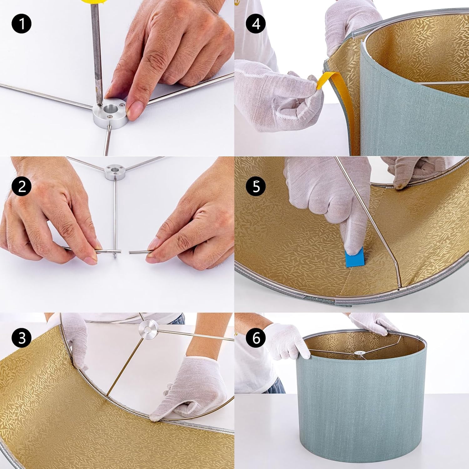Drum Lampshades, Easy Assembly Required Replacement Lamp Shades, Fabric Lampshades for Table Lamps Floor Lamps, Metal Spider Fitter, 13"x13"x10"