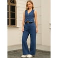 thumbnail image 7 of DARING DIVA Women's Denim Set 2 Pieces Outfits Matching Wide Leg Jeans M Dark Blue, 7 of 7