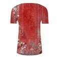 thumbnail image 5 of Cqxid525 Short Sleeve Tops For Women Summer Tops For Women 2025 Trendy Boho Floral Print Tunic Shirts Short Sleeve V Neck Tshirt Casual Loose Blouse Red Xxxl, 5 of 5
