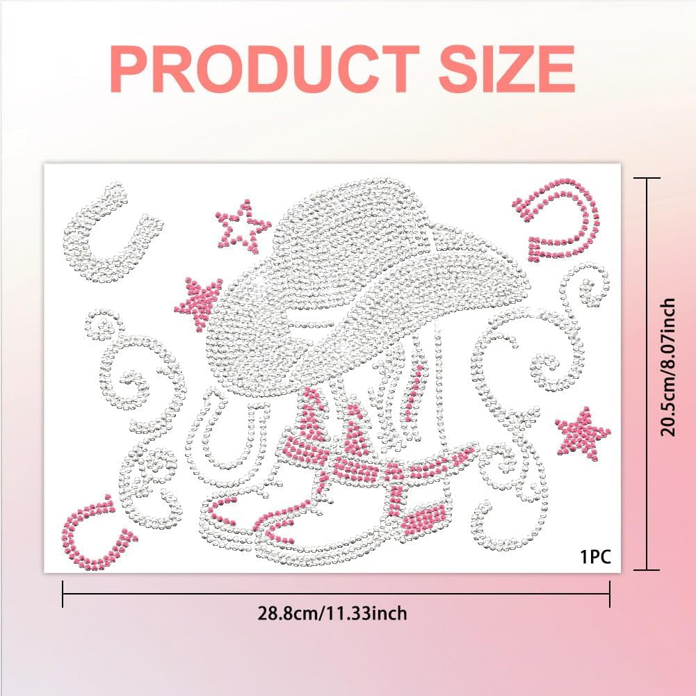 Boot On The Ground Rhinestone Heat Transfer | Cowboy Hat & Boots Iron-on Decal For T-Shirts, Clothing, Bags DIY