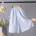 thumbnail image 5 of hengsof Girl's Summer Lightweight Capri Pants Solid Color Elastic Waist Sweet Bow Casual Wide Leg Pants with Pockets 2-16Y, 5 of 8