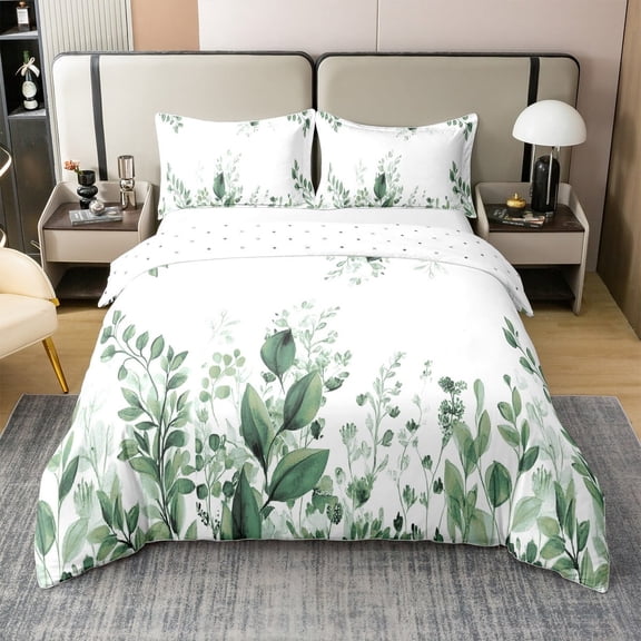 Erosebridal Tree Leaves 100% Cotton Comforter Cover King,Tree Branches Bedding Sets King Size,Botanical Decor,Reversible,3 Pieces(No Comforter)