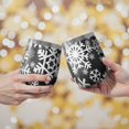 thumbnail image 2 of 12oz Stemless Wine Tumblers Black Christmas Snowflake Pattern Vacuum Insulated Stainless Steel Travel Tumbler Cups Mug with Lid and Straw for Champaign,Cocktail,Beer with Cleaning Brush, 2 of 5