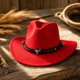 thumbnail image 4 of Kids Western Hats Boys Girls Cowboy Leather Buckle Felt Cowgirl Hat Cowboy Red Bandanas,One Size, 4 of 5