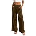 thumbnail image 2 of Wide Leg Trousers Women Lightweight Ruched Elastic Waist Comfy Pants with Pockets Summer Loose Pants for Women, 2 of 8
