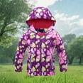 thumbnail image 2 of Cnbwig Coats for Toddler Girls Floral Printed Kids Lined Windbreaker Warm Jacket Zipper Waterproof Coat Outdoor Warm Raincoat Overcoat for Girls Kids Casual B Dark Purple 2-3 T, 2 of 5