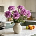thumbnail image 6 of Gallickan 1pc 3-Head Artificial Dahlia Flower, 25.19in Faux Silk Large Bloom Stem, Realistic Peony for Home Table Wedding Decor, Purple, Style B, 6 of 6